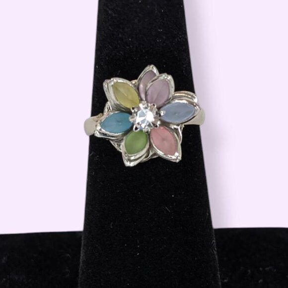 (2/$20) Colourful Flower Rhinestone Ring - Picture 2 of 8